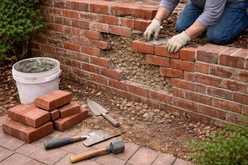 Brick Retaining Wall Repair in Woodland Park, CO