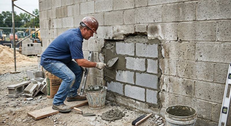 Cinder Block Wall Repair in Monument, CO